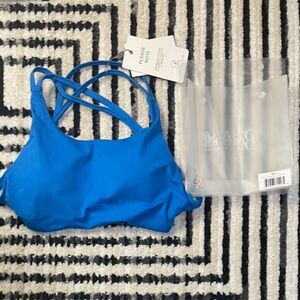 Bombshell Sportswear barbell sports bra in crystal pop blue size LARGE NWT